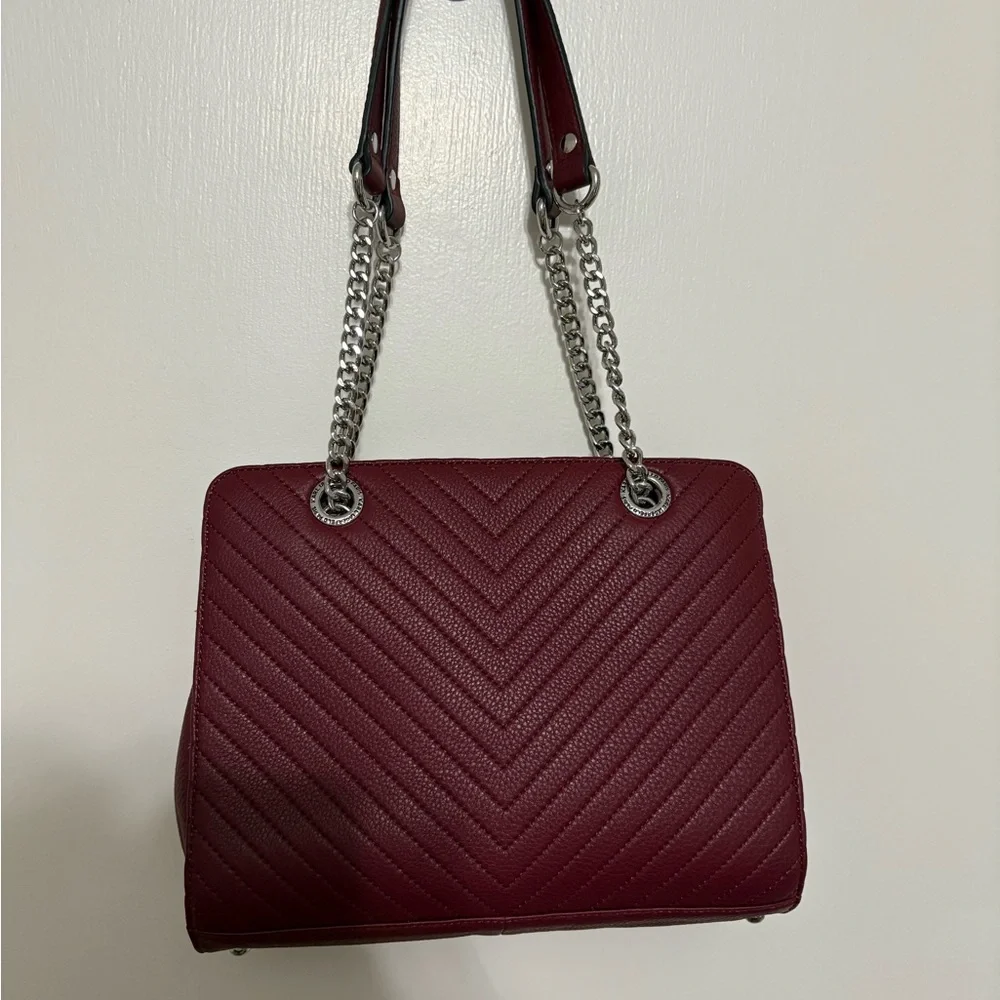 Karl Lagerfeld Deep Red Chevron Shoulder Bag
